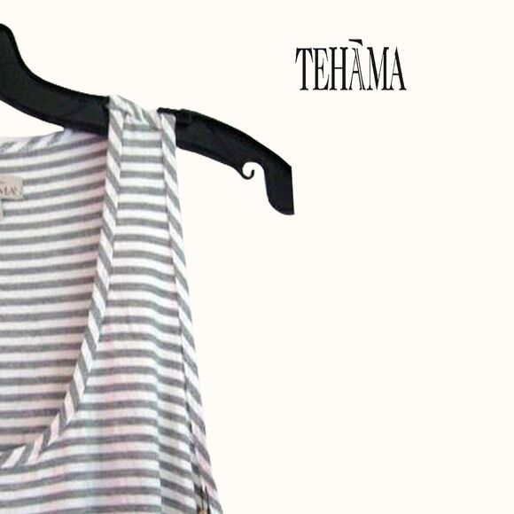 TEHAMA NEW Contrast Pinstripe Scoop Neck Racerback Fit&Flare Activewear Dress M - Picture 8 of 12